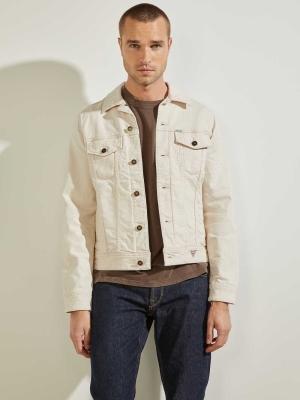 GUESS Dillon Denim Men's Jackets Beige | UK2849LNV