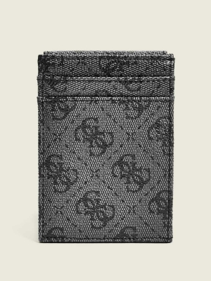 GUESS Don Logo-Print Magnetic Card Case Women's Wallets Black | UK7394LUV