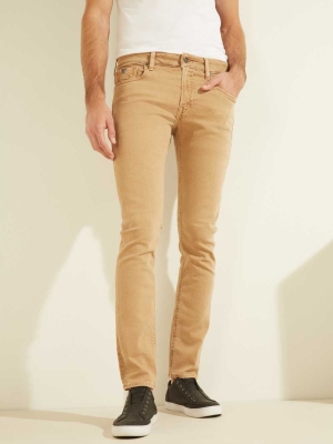 GUESS Dyed Skinny Men's Jeans Brown | UK3984OIC