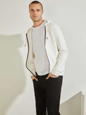 GUESS Eco Aldwin Zip-Up Men's Sweatshirt White | UK0523PIJ