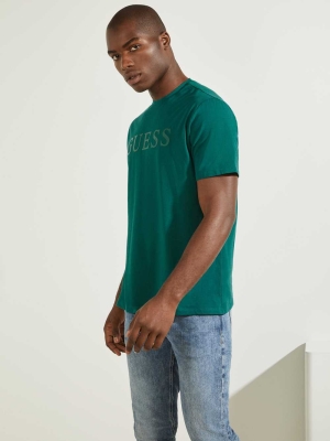 GUESS Eco Alphy Men's T-Shirts Green | UK0374ZCS