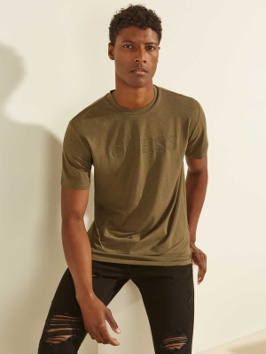 GUESS Eco Alphy Men's T-Shirts Olive | UK3016CRG