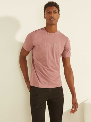 GUESS Eco Alphy Men's T-Shirts Pink | UK0978BCF