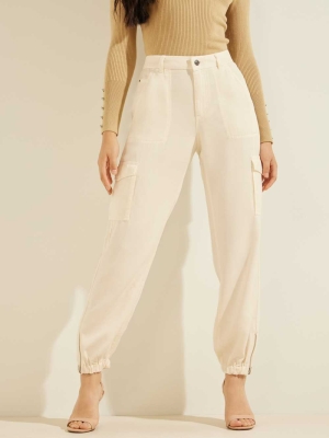 GUESS Eco Bowie Cargo Chino Women's Pants Cream White Multicolor | UK6149IBS