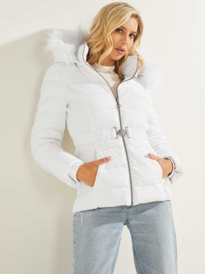 GUESS Eco Claudiaed Down Puffer Women's Jackets White | UK8517FVI