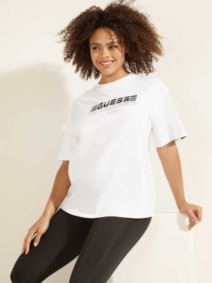 GUESS Eco Dalya Logo Women's T-Shirts White | UK7634FPV