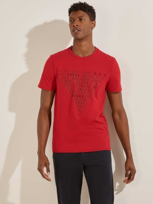 GUESS Eco Keanu Logo Men's T-Shirts Red | UK0842IGX