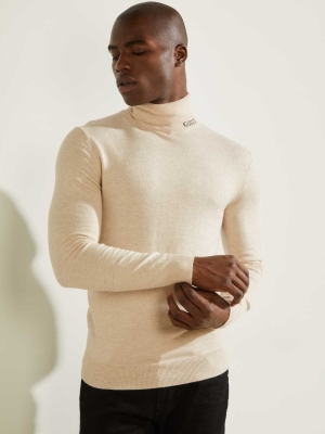 GUESS Eco Lane Basic Turtleneck Men's T-Shirts White | UK9082RFL