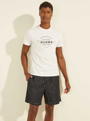 GUESS Eco Logo Men's T-Shirts White | UK7205XRP