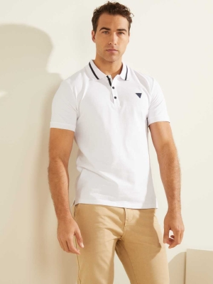 GUESS Eco Lyle Men's Polo Shirts White | UK7409YSB