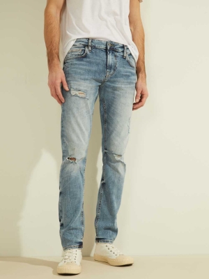 GUESS Eco Miami Skinny Men's Jeans Blue White | UK1678HLG