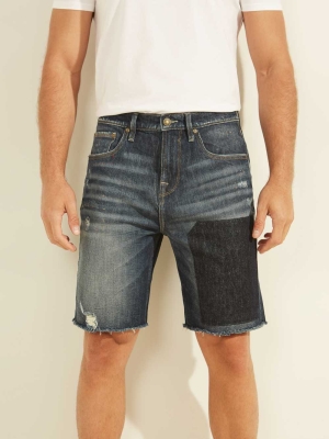 GUESS Eco Patch Denim Men's Shorts Blue | UK5317JWH