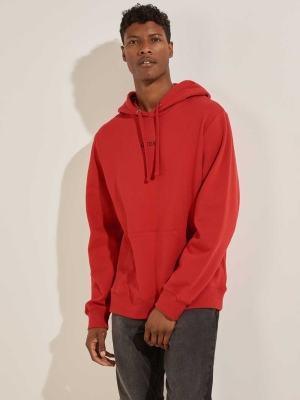 GUESS Eco Roy Embroidered Logo Men's Hoodies Red | UK0618QEU