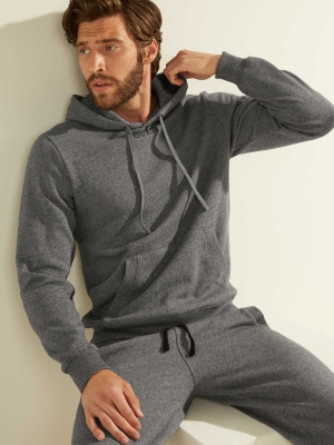 GUESS Eco Roy Embroidered Logo Men's Hoodies Dark Grey | UK5097JFV