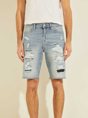 GUESS Eco Slim Denim Men's Shorts Blue | UK9087KFR