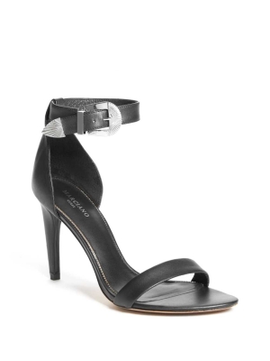 GUESS Elin Buckle Women's Heels Sandals Black | UK3781NFL