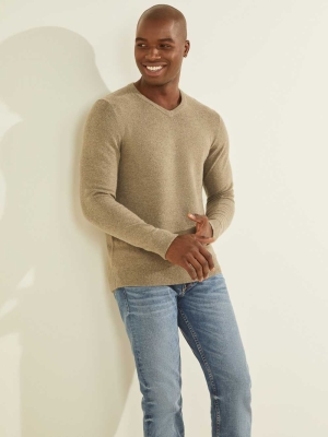 GUESS Esmere Wool-Blend V-Neck Men's Sweaters Green | UK4861FHZ