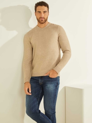 GUESS Esmere Wool-Blend V-Neck Men's Sweaters Grey | UK8647BRI