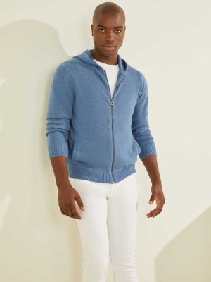 GUESS Esmere Wool-Blend Zip Men's Hoodies Blue | UK4760WCZ