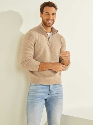 GUESS Esmere Wool-Blend Zip Men's Sweaters Grey | UK2306SKV