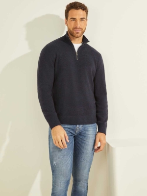 GUESS Esmere Wool-Blend Zip Men's Sweaters Dark Blue | UK7085ORD