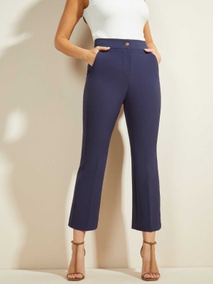 GUESS Evelyn Cropped Women's Pants Navy | UK4067IMD