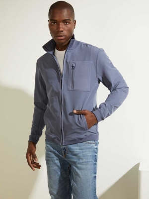 GUESS Explorer Zip-Up Men's Jackets Blue | UK3426TVL