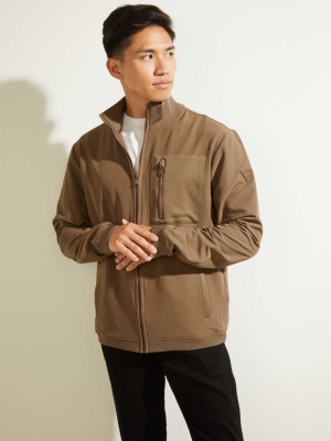 GUESS Explorer Zip-Up Men's Jackets Brown | UK2709HIK