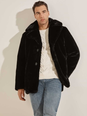 GUESS Faux-Fur Men's Coats Black | UK2451PQT