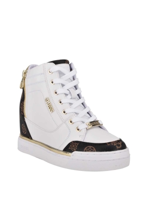 GUESS Figz Logo Wedge Women's Sneakers White | UK7832FVT