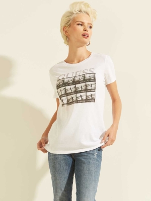 GUESS Film Roll Easy Women's T-Shirts White | UK8695RIQ