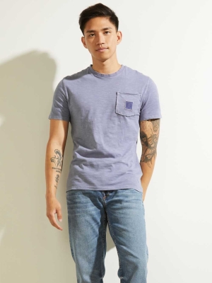 GUESS G Stamp Men's T-Shirts Blue | UK0614KZA