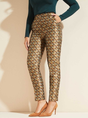 GUESS Geometric Logo Women's Pants Multicolor Gold | UK3258CZQ