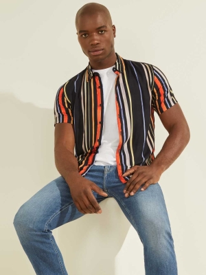 GUESS Hampton Striped Men's Shirts Multicolor | UK6742AFU