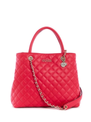 GUESS Illy Society Women's Satchels Red | UK1687PWD