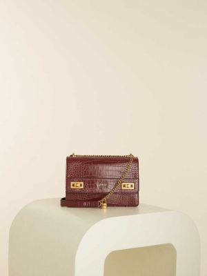 GUESS Katey Croc Convertible Women's Crossbodies Burgundy | UK1829ELP