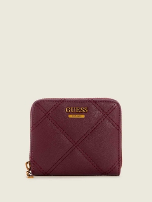 GUESS Katey Small Zip-Around Women's Wallets Burgundy Multicolor | UK4516YHX