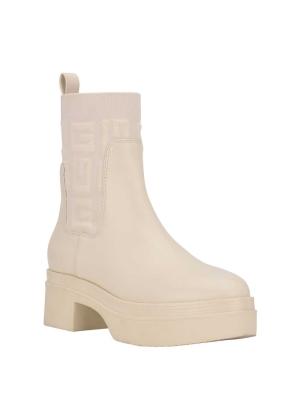 GUESS Keanna Logo Knit Chelsea Women's Boots White | UK1937WYJ