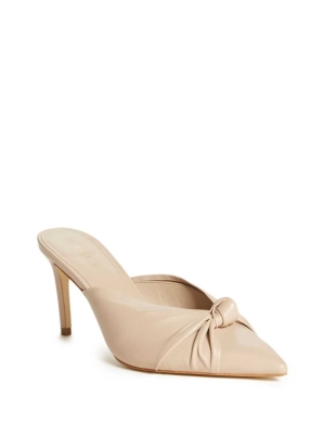 GUESS Knot Front Pointed Toe Mules Women's Mules Beige | UK6347MPE