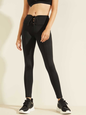 GUESS Lace-Up Women's Leggings Black | UK1629PJK