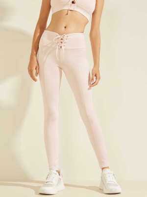 GUESS Lace-Up Women's Leggings White | UK3819ZXC