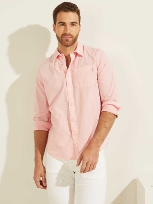 GUESS Laguna Washed Men's Shirts Light Pink Multicolor | UK9321SRC