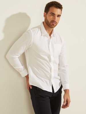 GUESS Laguna Washed Men's Shirts White | UK5794FLM