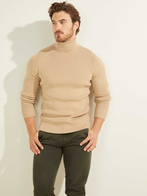 GUESS Liam Ribbed Men's Sweaters Yellow | UK5126ZKF