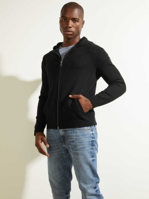 GUESS Liam Zip-Up Men's Hoodies Black | UK6032TRV