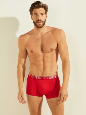 GUESS Logo Band Boxer Briefs Men's Underwear Red | UK4152IND