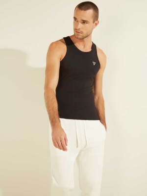 GUESS Logo Men's Tank Top Dark Brown | UK5436RQS