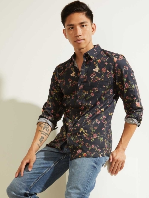 GUESS Luxe Mystic Floral Men's Shirts Flower | UK2496YTP