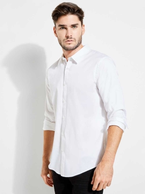 GUESS Luxe Stretch Men's Shirts White | UK1240OCD