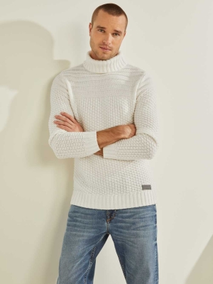 GUESS Lynton Ski Turtleneck Men's Sweaters White | UK6381FOD